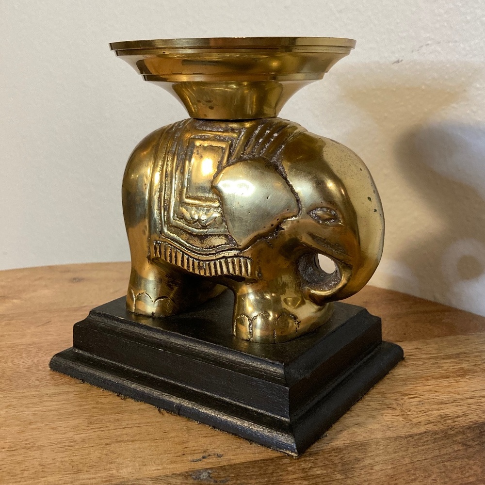 70s vintage handmade century lacquered brass candleholder catchall dish